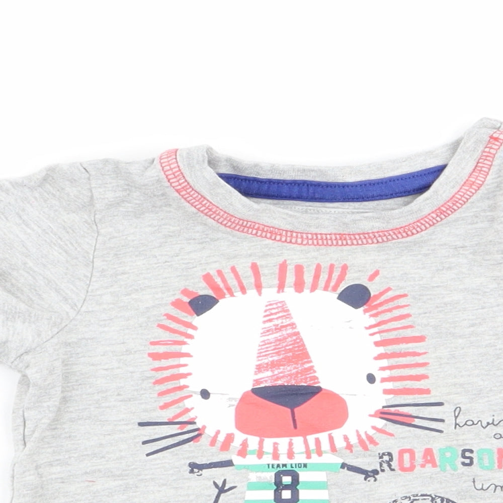 Tu Boys Grey Animal Print  Basic T-Shirt Size 0-3 Months