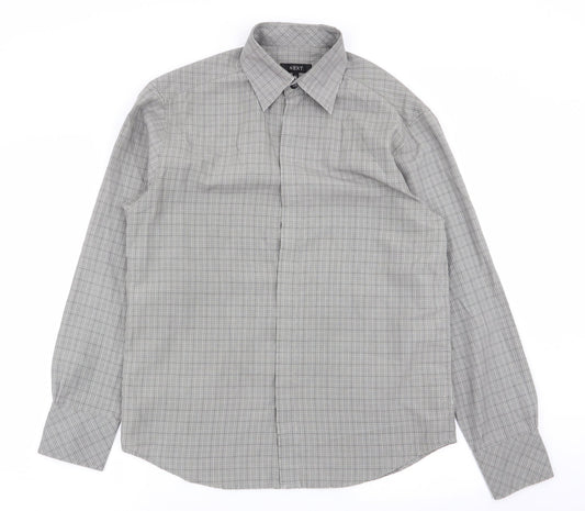 NEXT Mens Grey Check   Button-Up Size M