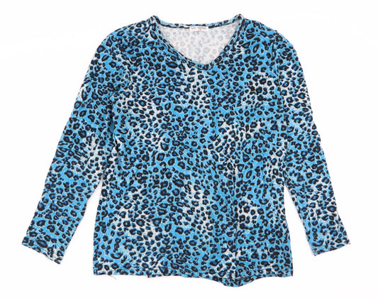 shi sheng Womens Multicoloured Animal Print  Basic T-Shirt Size L