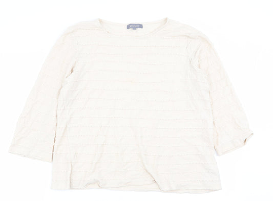 Principles Womens Beige Striped  Basic T-Shirt Size 14