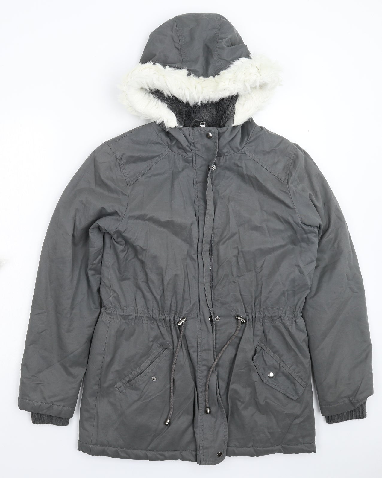 Oasis Womens Grey   Parka Coat Size S