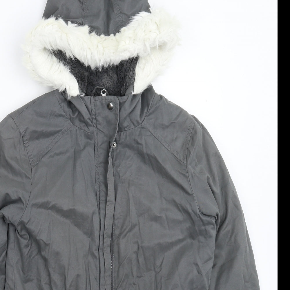 Oasis Womens Grey   Parka Coat Size S