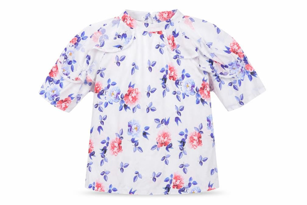Select Womens White Floral  Basic Blouse Size 6