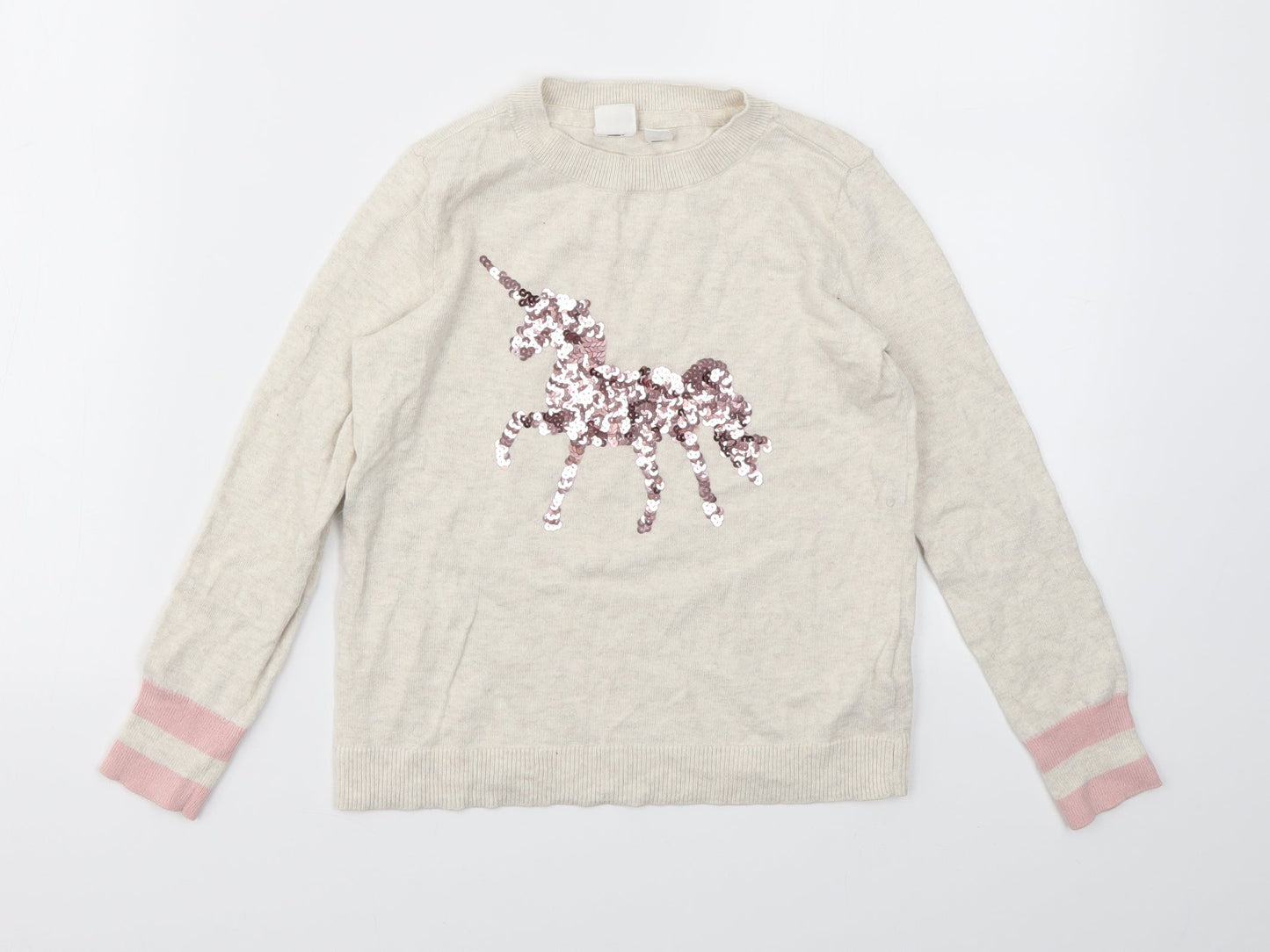 Gap Girls Ivory Geometric  Pullover Jumper Size S