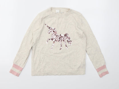 Gap Girls Ivory Geometric  Pullover Jumper Size S