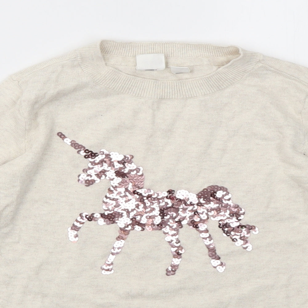 Gap Girls Ivory Geometric  Pullover Jumper Size S