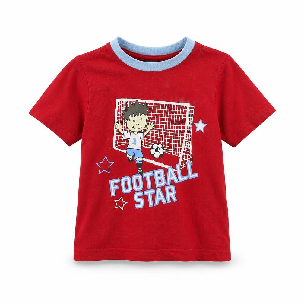 Preworn Boys Red   Basic T-Shirt Size 3-4 Years  - Football Star