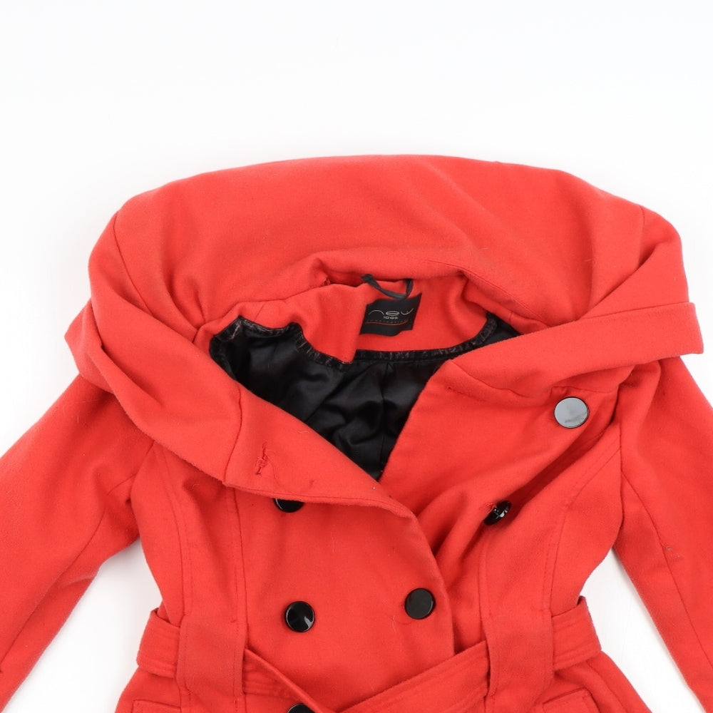 New Look Womens Red   Overcoat Coat Size 8
