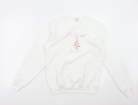 Fruit of the Loom Womens White   Pullover Sweatshirt Size S  - Christmas