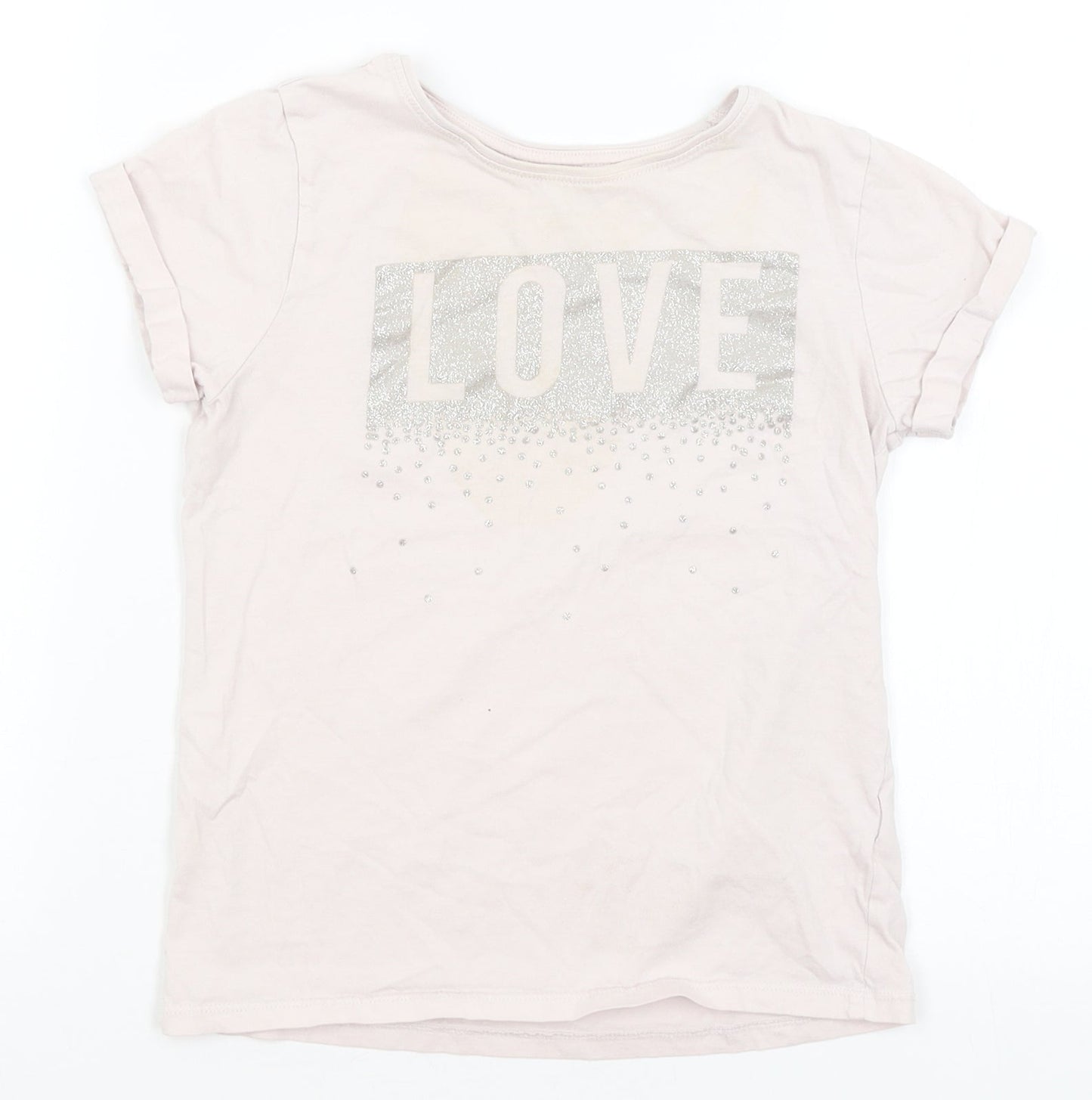 Primark Girls Pink   Basic T-Shirt Size 9-10 Years  - Love