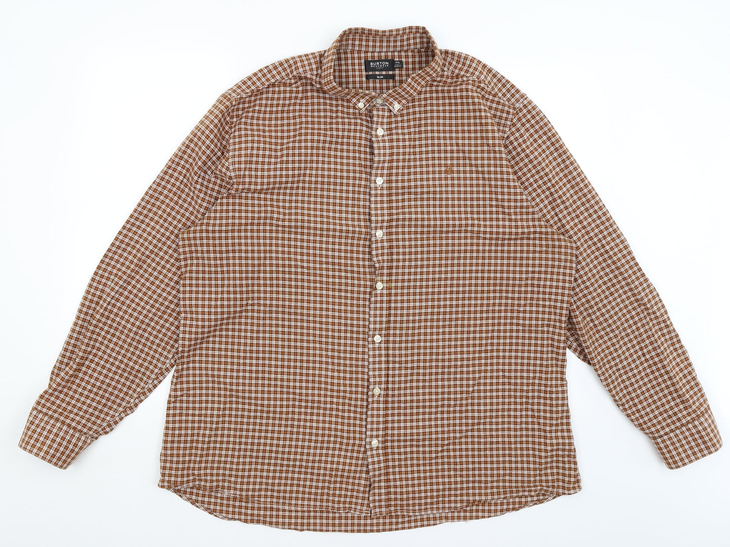 Burton Mens Brown Check   Button-Up Size 2XL