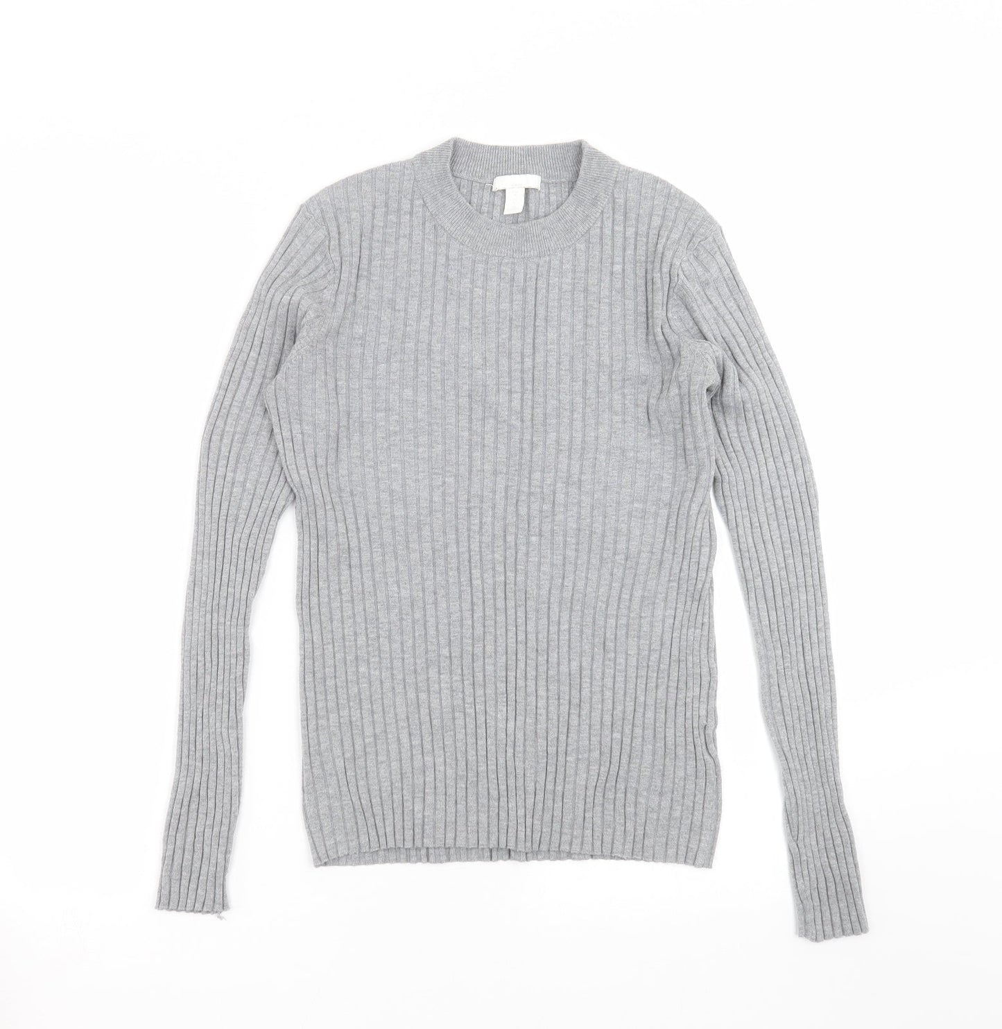 H&M Womens Grey Striped Knit Pullover Jumper Size M