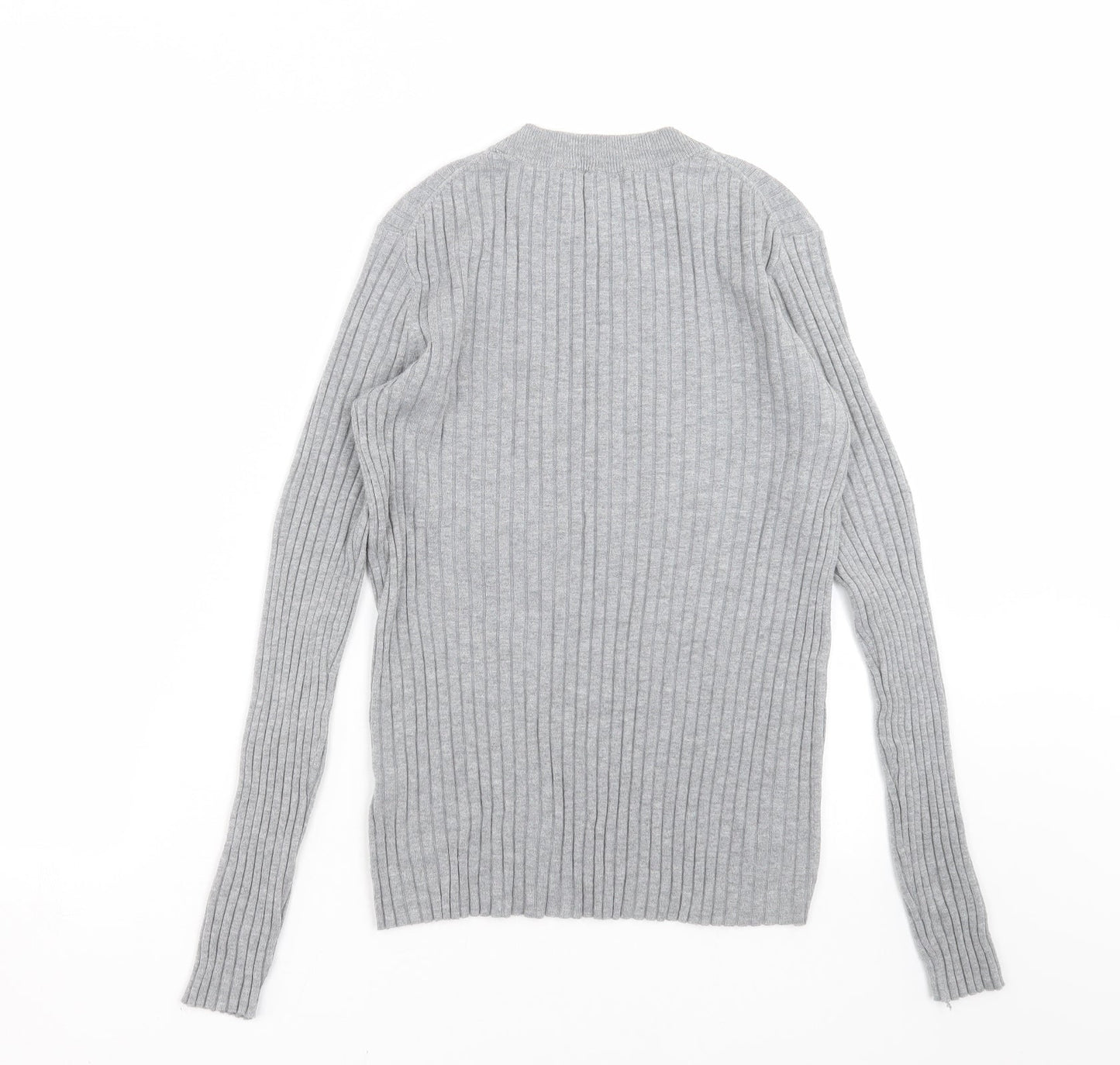 H&M Womens Grey Striped Knit Pullover Jumper Size M