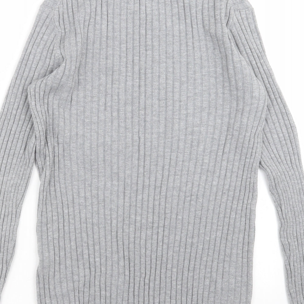 H&M Womens Grey Striped Knit Pullover Jumper Size M