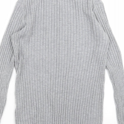 Preloved H&M Womens Grey Striped Knit Pullover Jumper Size M - Label