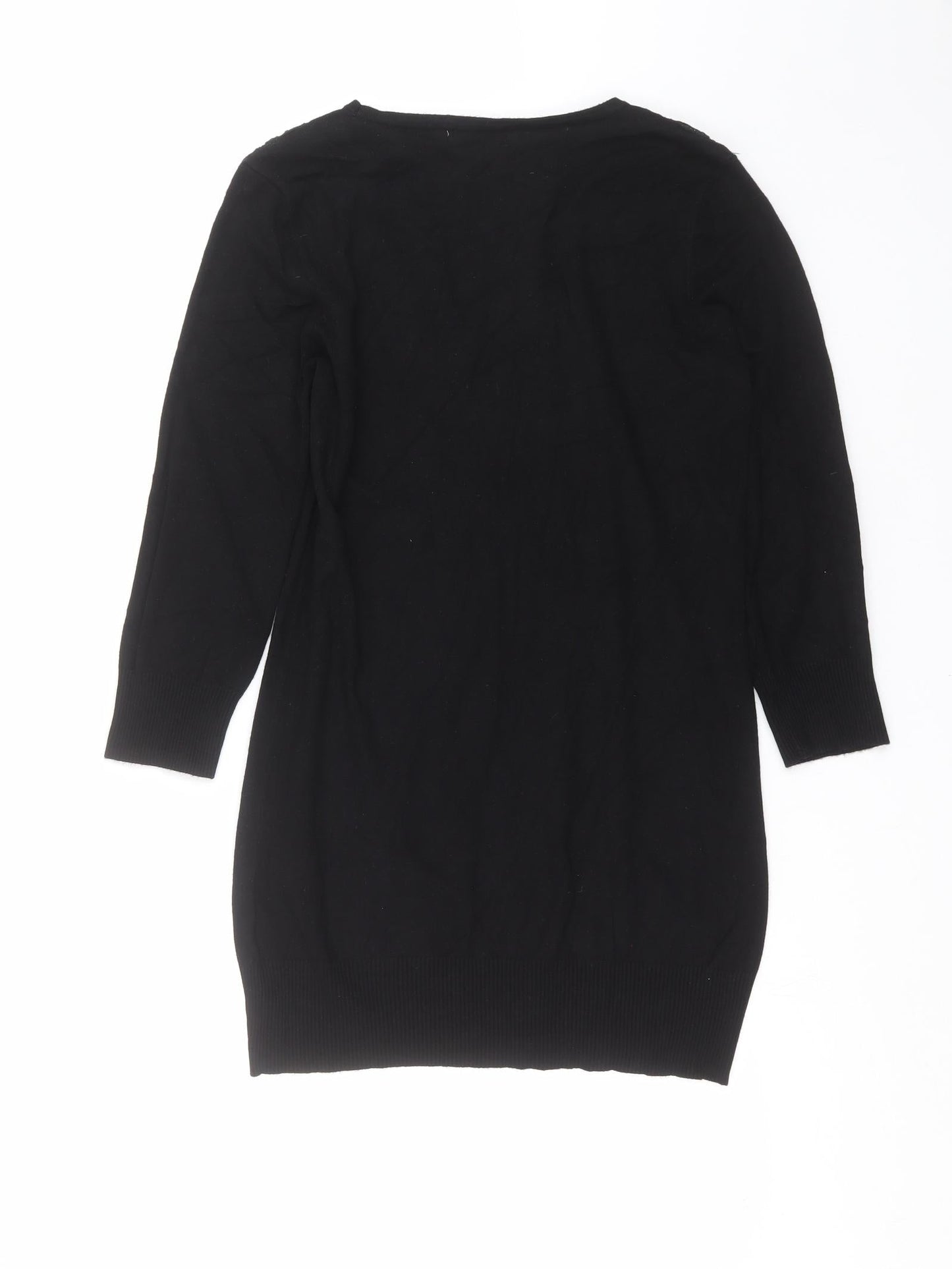 Red Herring Womens Black  Knit Pullover Jumper Size 12  - crochet detail
