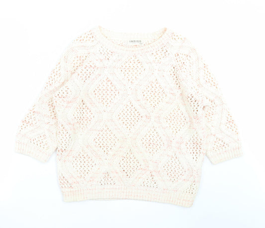 Marks and Spencer Womens Ivory Geometric Knit Pullover Jumper Size 12
