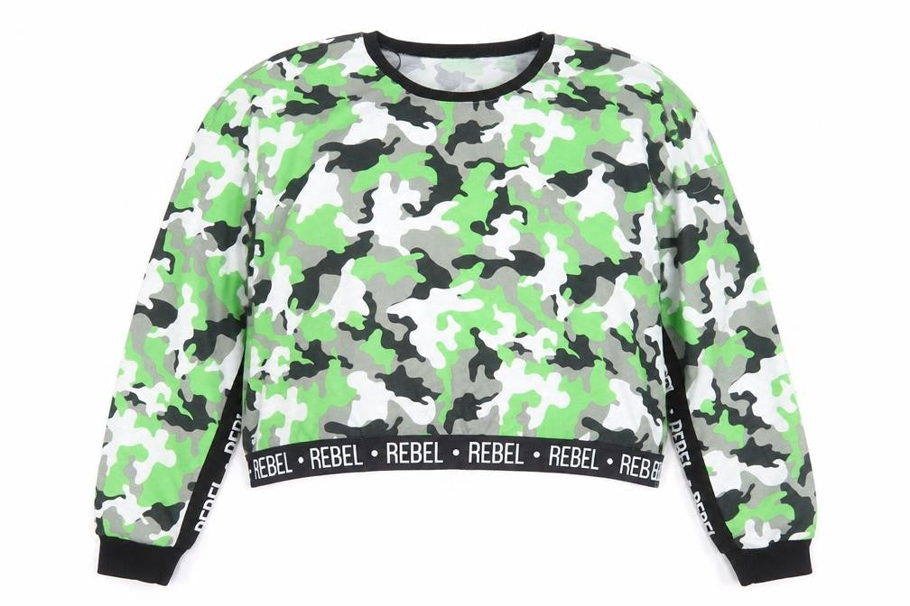 Select Womens Green Camouflage  Pullover Sweatshirt Size 18