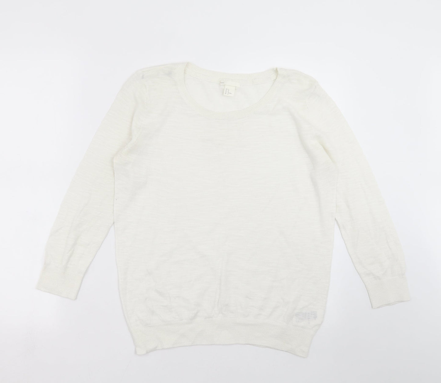 H&M Womens White  Knit Pullover Jumper Size M