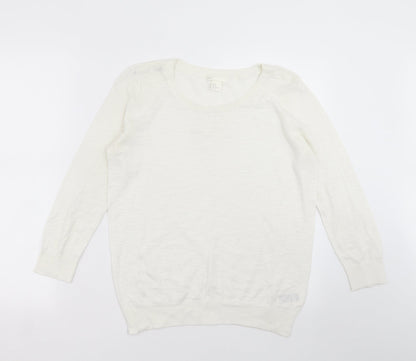 Preloved H&M Womens White  Knit Pullover Jumper Size M - Front