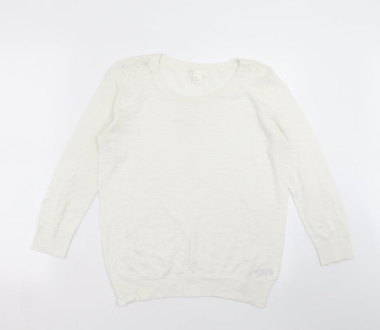 H&M Womens White  Knit Pullover Jumper Size M