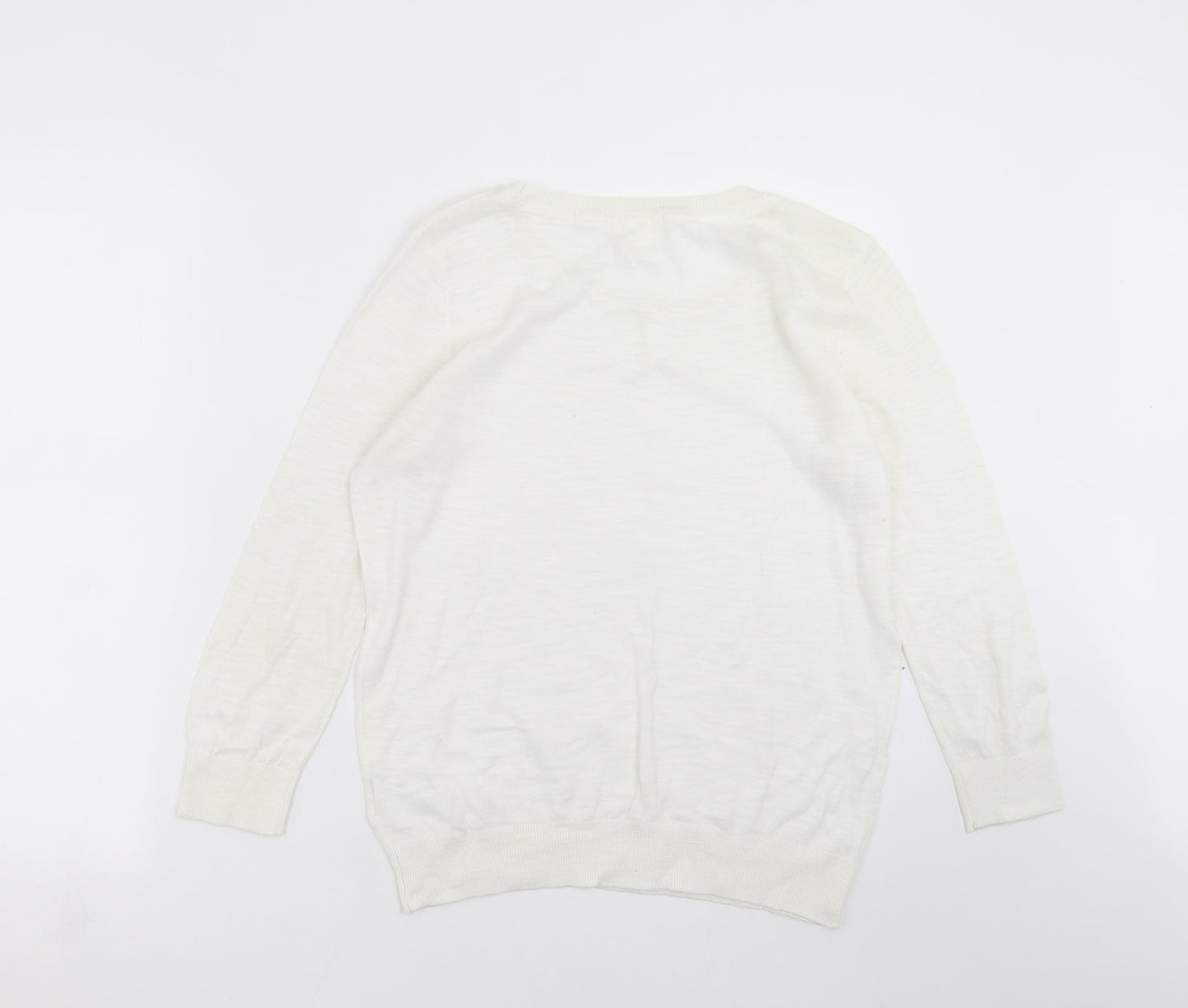 H&M Womens White  Knit Pullover Jumper Size M