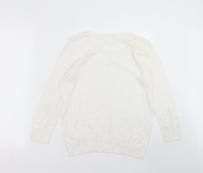 Preloved H&M Womens White  Knit Pullover Jumper Size M - Back