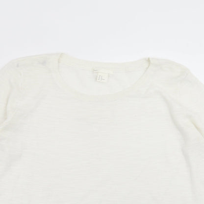 Preloved H&M Womens White  Knit Pullover Jumper Size M - Detail