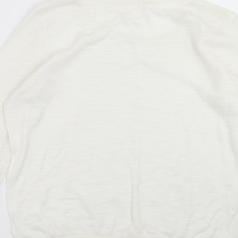 H&M Womens White  Knit Pullover Jumper Size M