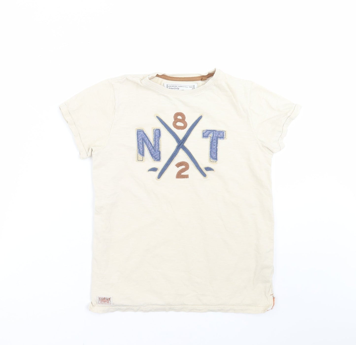 NEXT Boys Beige   Basic T-Shirt Size 9 Years  - Embroidered detail