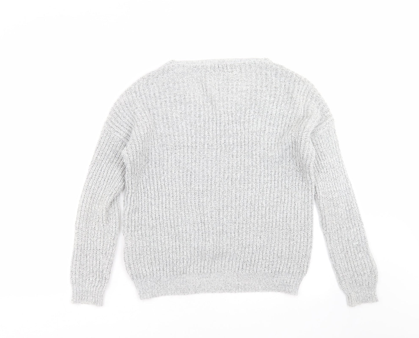 Jaqueline de Yong Womens Grey  Knit Pullover Jumper Size S