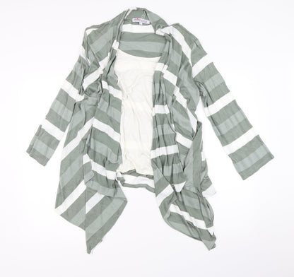 Mimosa Womens Green Striped  Basic T-Shirt Size L