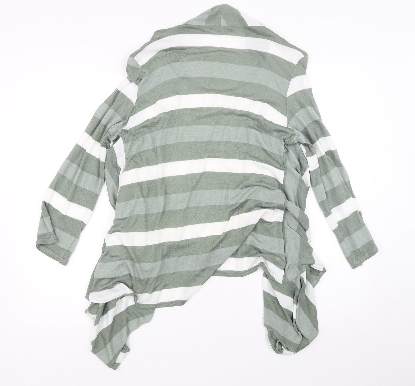 Mimosa Womens Green Striped  Basic T-Shirt Size L