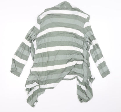 Mimosa Womens Green Striped  Basic T-Shirt Size L