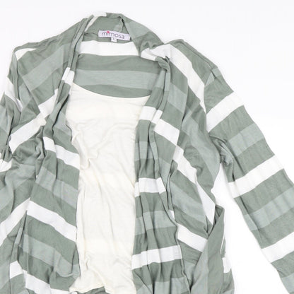 Mimosa Womens Green Striped  Basic T-Shirt Size L