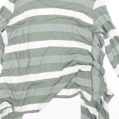Mimosa Womens Green Striped  Basic T-Shirt Size L