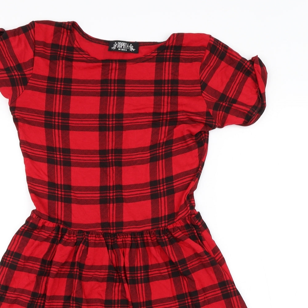 Sophia Mirza Womens Red Check  Mini  Size M