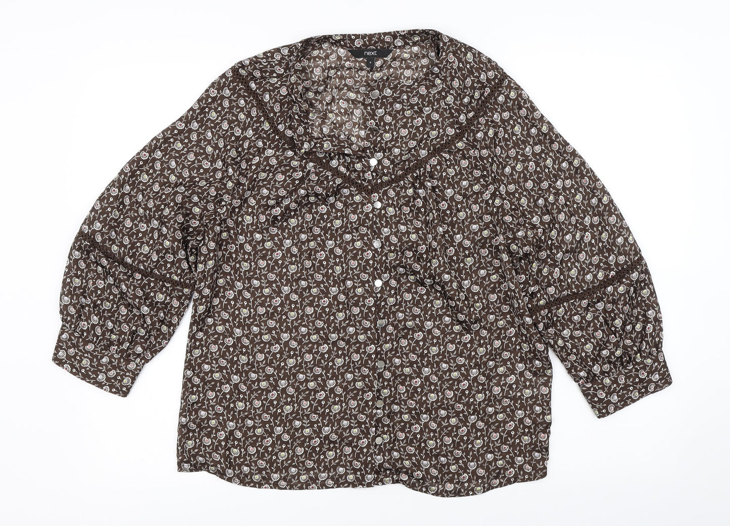 NEXT Womens Brown Floral  Basic Blouse Size 6
