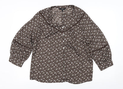 Next Womens Brown Floral  Basic Blouse Size 6