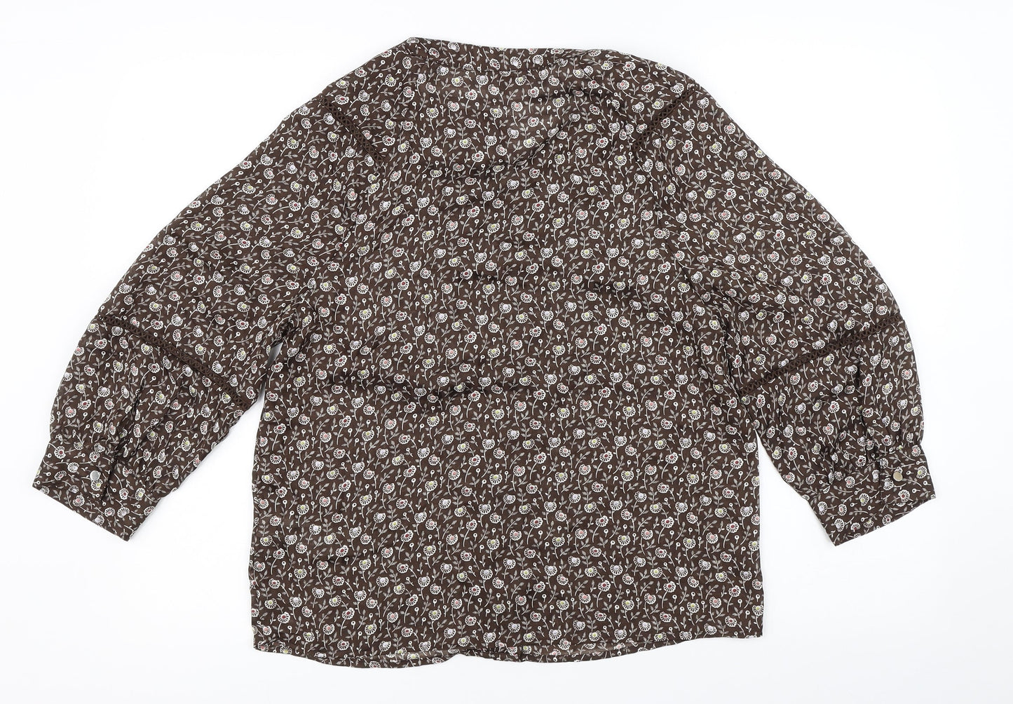 NEXT Womens Brown Floral  Basic Blouse Size 6