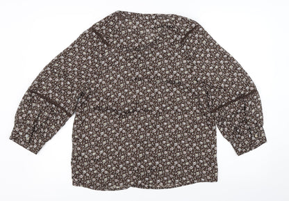 Next Womens Brown Floral  Basic Blouse Size 6