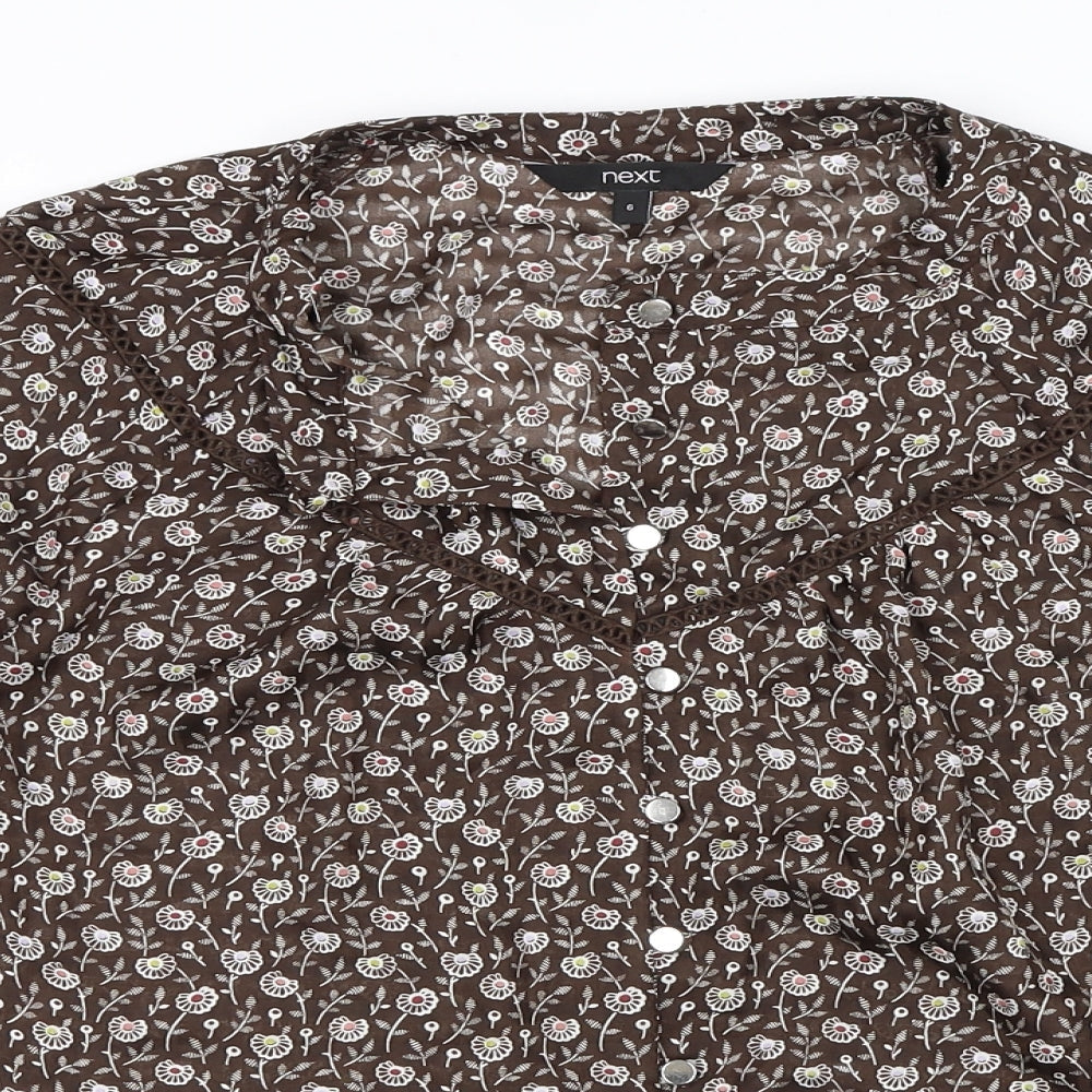 NEXT Womens Brown Floral  Basic Blouse Size 6