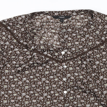 Next Womens Brown Floral  Basic Blouse Size 6