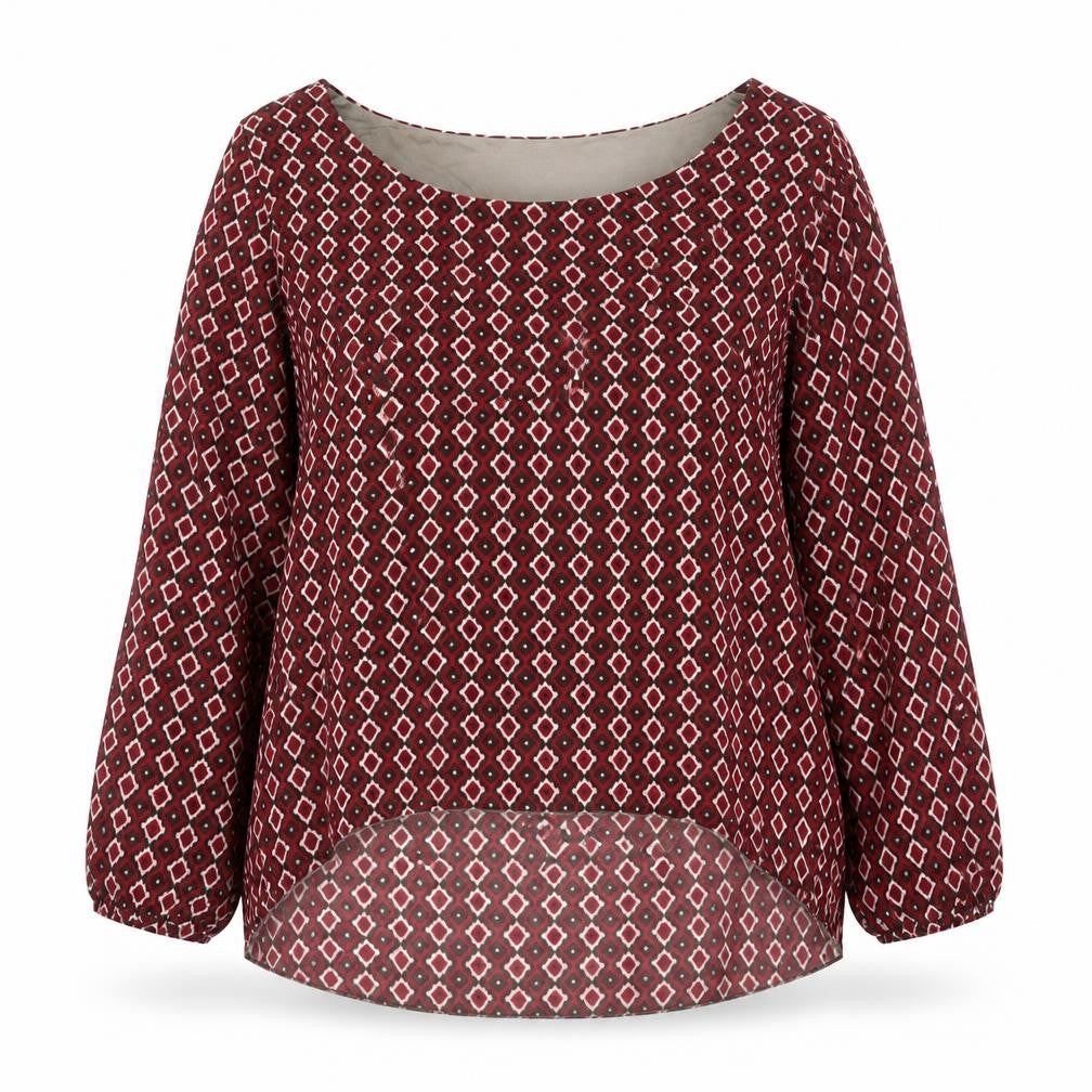 HEINE Womens Purple Argyle/Diamond  Basic Blouse Size 16