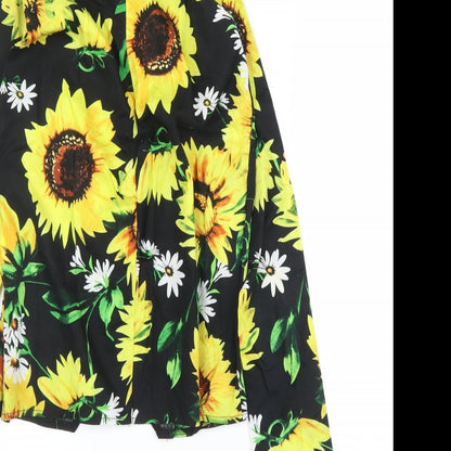 Parisian Womens Black Floral  Basic Blouse Size 6