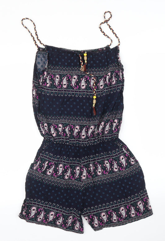 Marco & Co Womens Blue Paisley  Romper One-Piece Size M