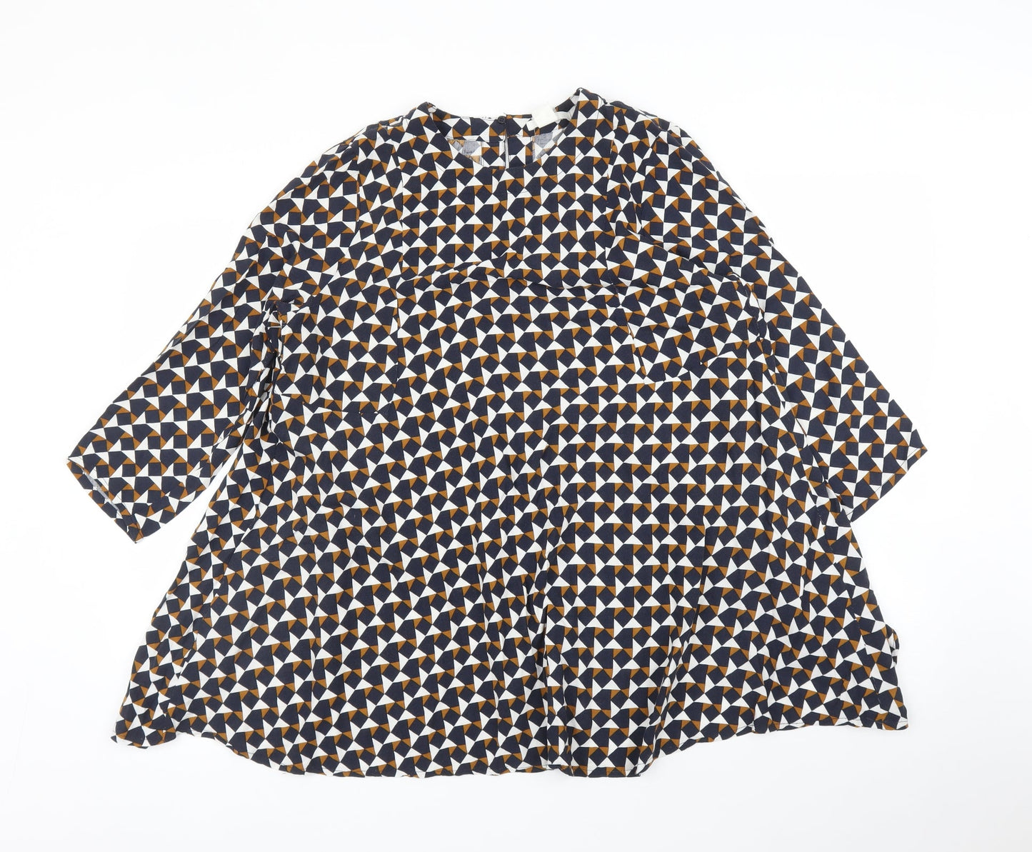 H&M Womens Blue Geometric  Basic Blouse Size 14