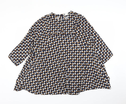 H&M Womens Blue Geometric  Basic Blouse Size 14