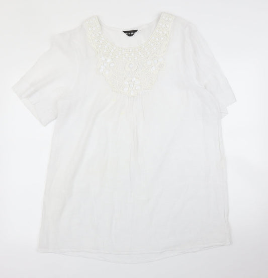 Jin Se Niao Womens White   Tunic Blouse Size XL