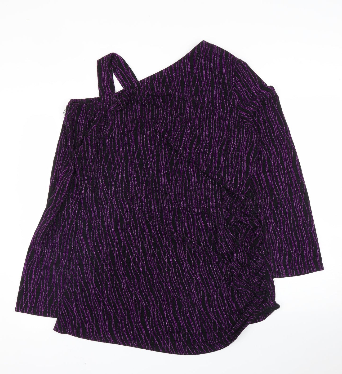 Preworn Womens Purple Striped  Basic Blouse Size XL